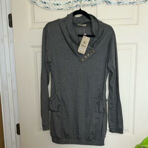 Elegant Charcoal Cowl Neck Sweater